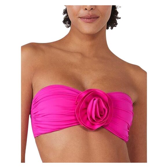 NWT Kate Spade New York Womens Bandeau Bralette Swim Bikini Top Radiant Pink M - Picture 1 of 9